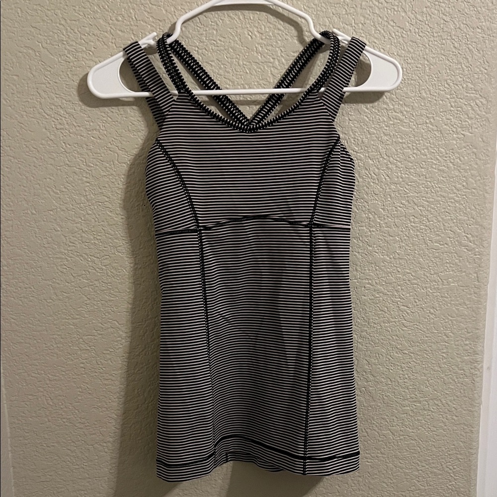 Lululemon Athletica Black and White Striped Tank Top